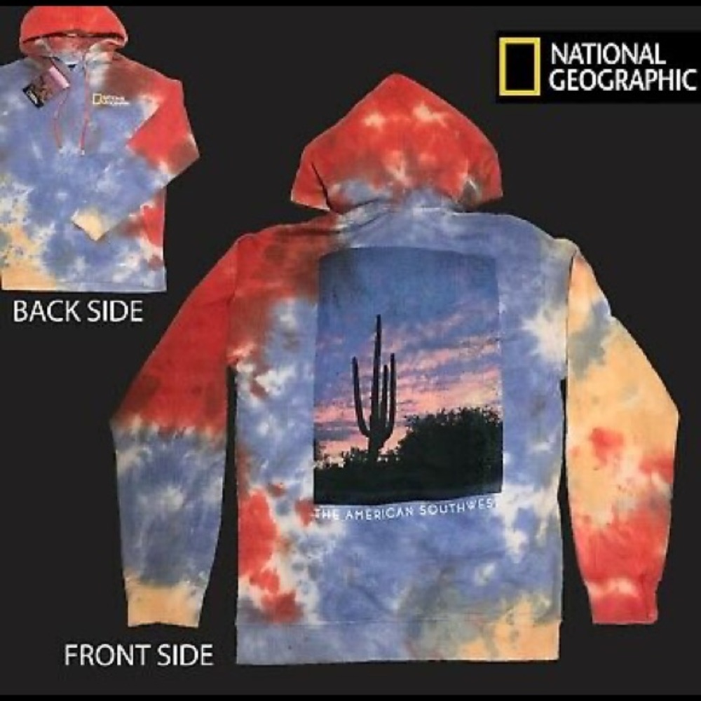 National Geographic The American Southwest Tie Dye Pullover Hoodie Men's Size S